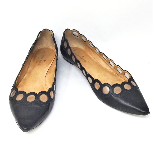 kate spade Shoes - Kate Spade Grenadine Black Leather Flats 8M